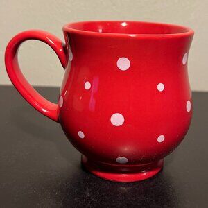 Temp-tations by Tara ~ Red with White Polka Dot Footed Ceramic Mug